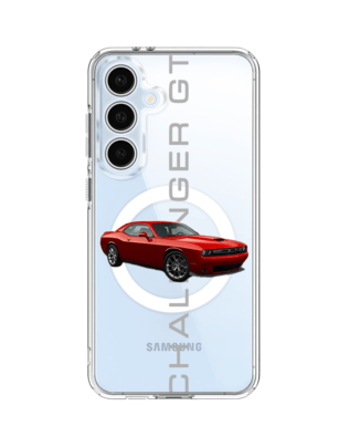 Etui do Samsung Galaxy S24 FE z MagSafe przeźroczyste, silikonowe Flexi, Szybkie Auta, czerwony Challenger GT