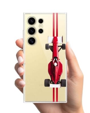 Etui do Samsung Galaxy S24 Ultra przeźroczyste, silikonowe Flexi, Szybkie Auta, czerwone F1