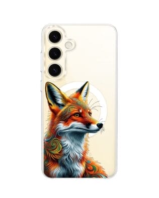 Etui do Samsung Galaxy S24 Plus z MagSafe przeźroczyste, silikonowe Flexi, Dzika Mandala, Twarz lisa