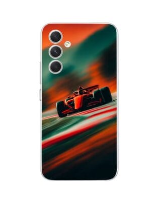 Etui do Samsung Galaxy A54 5G przeźroczyste, silikonowe Flexi, Szybkie Auta, Wyścig F1