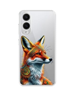 Etui do Samsung Galaxy S25 Edge przeźroczyste, silikonowe Flexi, Dzika Mandala, Twarz lisa