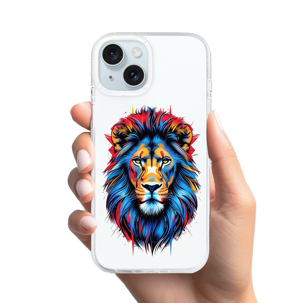 Etui do iPhone 15 z MagSafe przeźroczyste, silikonowe Flexi, Dzika Mandala, Lew - obrazek 2