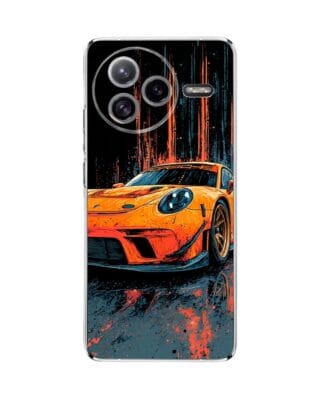 Etui do Xiaomi POCO F7 Ultra przeźroczyste, silikonowe Flexi, Szybkie Auta, Pomarańczowa 911