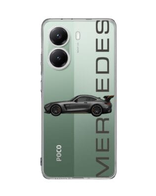 Etui do Xiaomi POCO X7 Pro przeźroczyste, silikonowe Flexi, Szybkie Auta, Stalowe AMG-GT