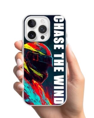 Etui do iPhone 15 Pro przeźroczyste, silikonowe Flexi, Bikers, Chase The Wind