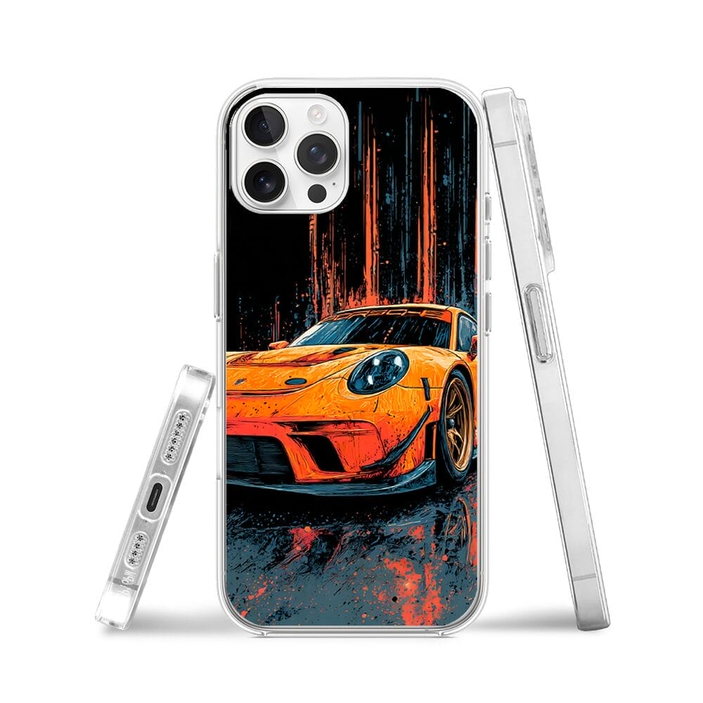Etui do iPhone 12 Pro Max przeźroczyste, silikonowe Flexi, Szybkie Auta, Pomarańczowa 911 - obrazek 3