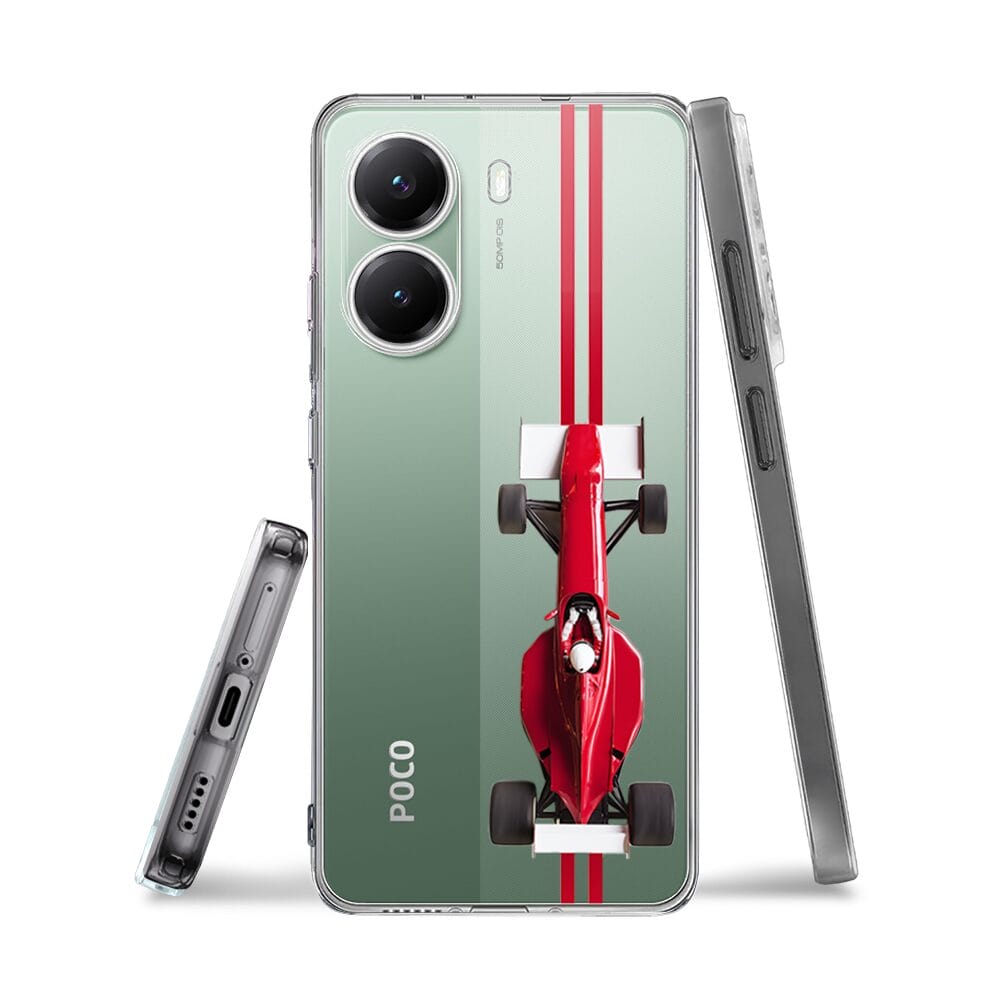 Etui do Xiaomi POCO X7 Pro przeźroczyste, silikonowe Flexi, Szybkie Auta, czerwone F1 - obrazek 3