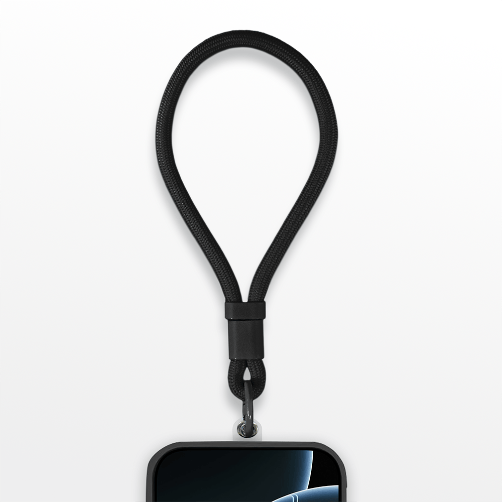 Regulowana smycz, krótki pasek na nadgarstek do telefonu, czarna - obrazek 3