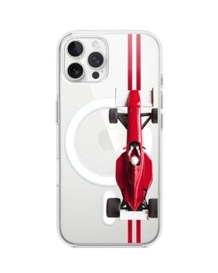 Etui do iPhone 12 Pro z MagSafe przeźroczyste, silikonowe Flexi, Szybkie Auta, czerwone F1
