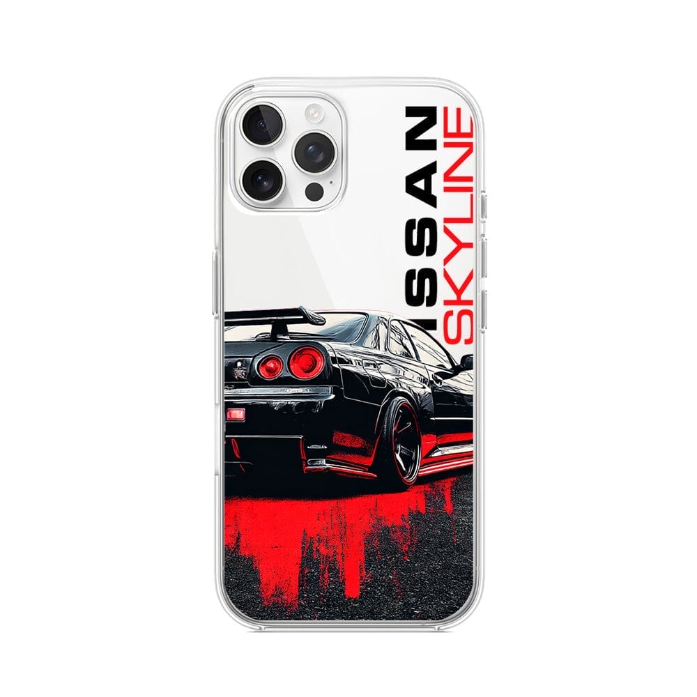 Etui do iPhone 12 Pro Max przeźroczyste, silikonowe Flexi, Szybkie Auta, czarny Skyline