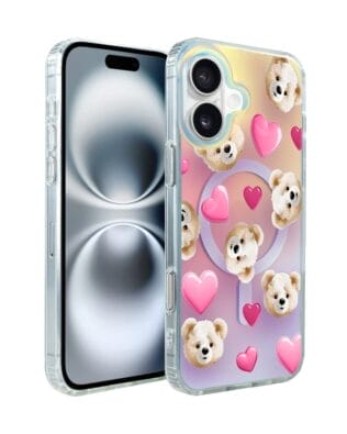 Etui do iPhone 16 Plus IBIZU California Sunset z MagSafe, zmieniające kolor, Love Mood, miś i serduszka