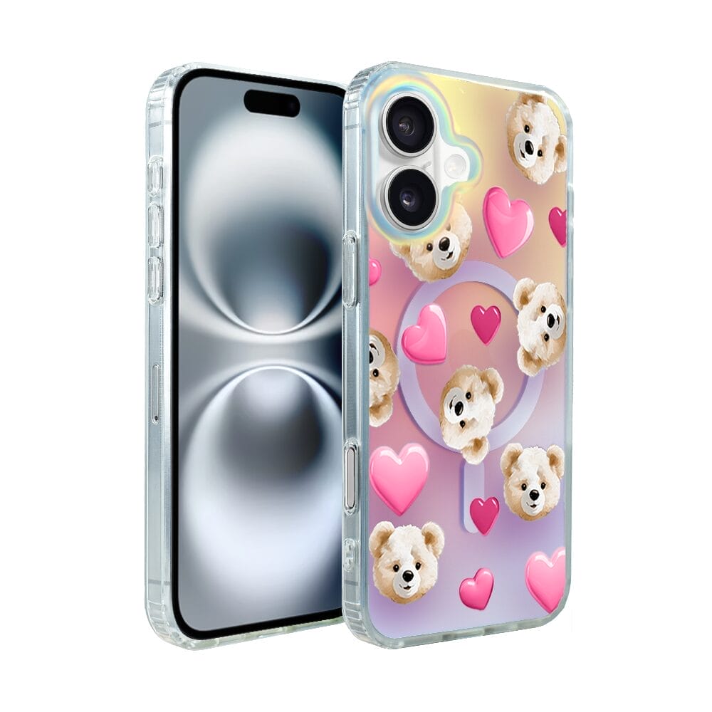 Etui do iPhone 16 Plus IBIZU California Sunset z MagSafe, zmieniające kolor, Love Mood, miś i serduszka