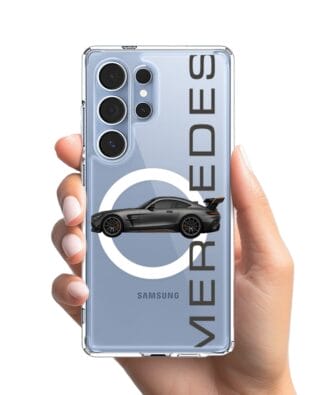 Etui do Samsung Galaxy S25 Ultra z MagSafe przeźroczyste, silikonowe Flexi, Szybkie Auta, Stalowe AMG-GT