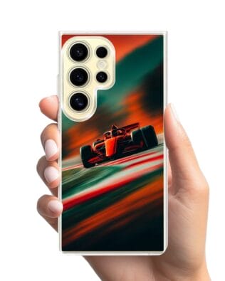 Etui do Samsung Galaxy S24 Ultra z MagSafe przeźroczyste, silikonowe Flexi, Szybkie Auta, Wyścig F1