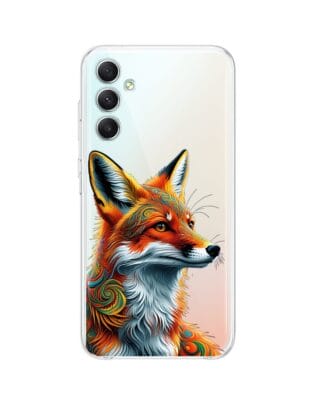 Etui do Samsung Galaxy A34 5G przeźroczyste, silikonowe Flexi, Dzika Mandala, Twarz lisa