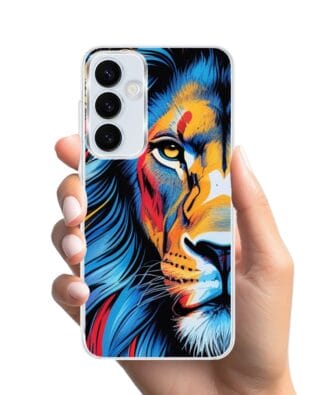 Etui do Samsung Galaxy A35 5G z MagSafe przeźroczyste, silikonowe Flexi, Dzika Mandala, Lwie spojrzenie
