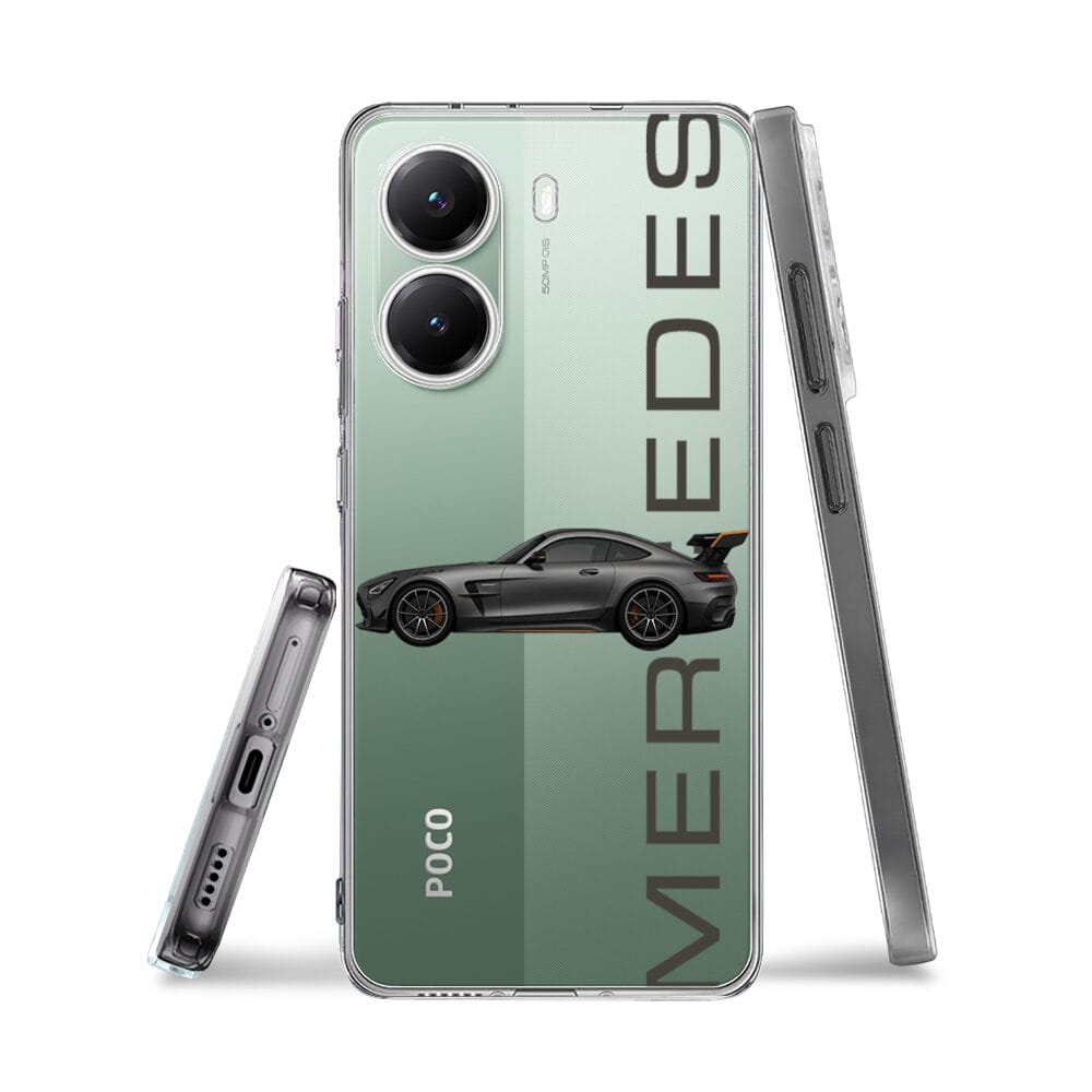 Etui do Xiaomi POCO X7 Pro przeźroczyste, silikonowe Flexi, Szybkie Auta, Stalowe AMG-GT - obrazek 3