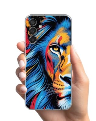 Etui do Samsung Galaxy M15 5G przeźroczyste, silikonowe Flexi, Dzika Mandala, Lwie spojrzenie