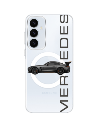 Etui do Samsung Galaxy A55 5G z MagSafe przeźroczyste, silikonowe Flexi, Szybkie Auta, Stalowe AMG-GT