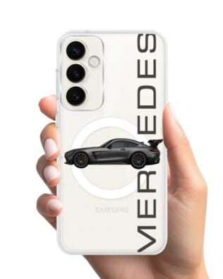 Etui do Samsung Galaxy S23 FE 5G z MagSafe przeźroczyste, silikonowe Flexi, Szybkie Auta, Stalowe AMG-GT