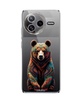 Etui do Xiaomi POCO F7 Ultra przeźroczyste, silikonowe Flexi, Dzika Mandala, Niedźwiedź