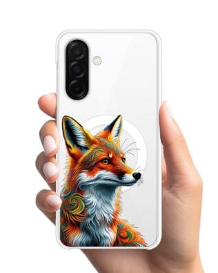 Etui do Samsung Galaxy A26 5G z MagSafe przeźroczyste, silikonowe Flexi, Dzika Mandala, Twarz lisa