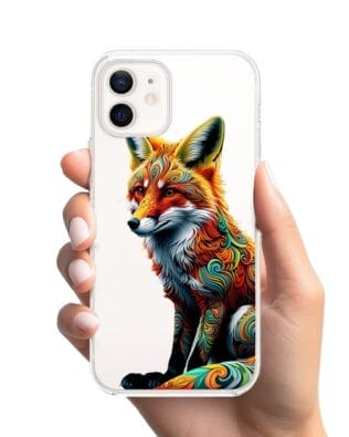 Etui do iPhone 12 przeźroczyste, silikonowe Flexi, Dzika Mandala, Lis
