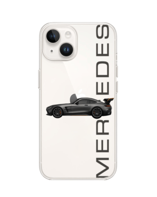 Etui do iPhone 14 Plus przeźroczyste, silikonowe Flexi, Szybkie Auta, Stalowe AMG-GT