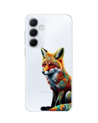 Etui do Samsung Galaxy A55 5G przeźroczyste, silikonowe Flexi, Dzika Mandala, Lis