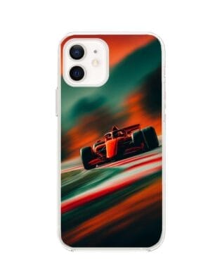 Etui do iPhone 12 przeźroczyste, silikonowe Flexi, Szybkie Auta, Wyścig F1