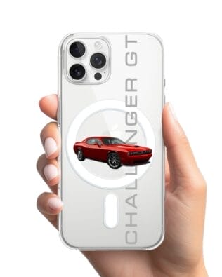 Etui do iPhone 12 Pro z MagSafe przeźroczyste, silikonowe Flexi, Szybkie Auta, czerwony Challenger GT