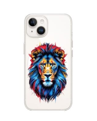 Etui do iPhone 13 z MagSafe przeźroczyste, silikonowe Flexi, Dzika Mandala, Lew