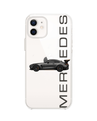 Etui do iPhone 12 przeźroczyste, silikonowe Flexi, Szybkie Auta, Stalowe AMG-GT