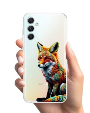 Etui do Samsung Galaxy A34 5G przeźroczyste, silikonowe Flexi, Dzika Mandala, Lis