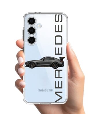 Etui do Samsung Galaxy S24 FE przeźroczyste, silikonowe Flexi, Szybkie Auta, Stalowe AMG-GT