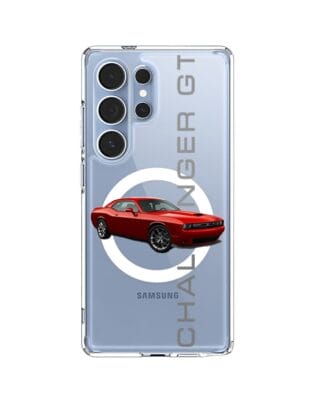Etui do Samsung Galaxy S25 Ultra z MagSafe przeźroczyste, silikonowe Flexi, Szybkie Auta, czerwony Challenger GT