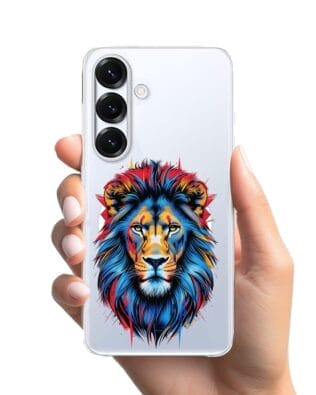 Etui do Samsung Galaxy S25 z MagSafe przeźroczyste, silikonowe Flexi, Dzika Mandala, Lew