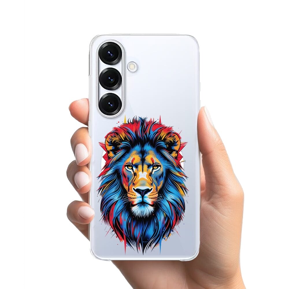 Etui do Samsung Galaxy S25 z MagSafe przeźroczyste, silikonowe Flexi, Dzika Mandala, Lew - obrazek 2