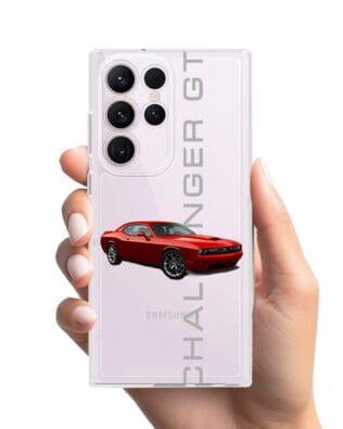 Etui do Samsung Galaxy S23 Ultra przeźroczyste, silikonowe Flexi, Szybkie Auta, czerwony Challenger GT
