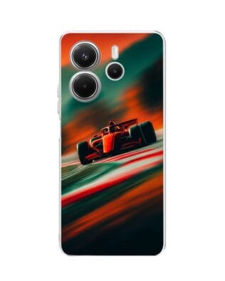 Etui do Xiaomi Redmi Note 14 5G przeźroczyste, silikonowe Flexi, Szybkie Auta, Wyścig F1