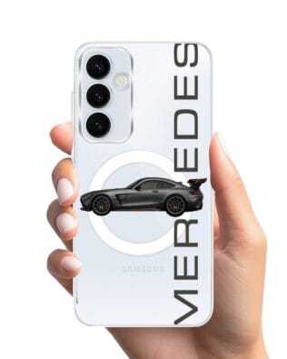 Etui do Samsung Galaxy A55 5G z MagSafe przeźroczyste, silikonowe Flexi, Szybkie Auta, Stalowe AMG-GT