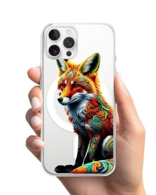 Etui do iPhone 12 Pro Max z MagSafe przeźroczyste, silikonowe Flexi, Dzika Mandala, Lis