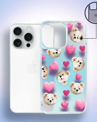 Etui do iPhone 15 Pro Max IBIZU California Sunset, zmieniające kolor, Love Mood, miś i serduszka