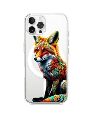 Etui do iPhone 12 Pro z MagSafe przeźroczyste, silikonowe Flexi, Dzika Mandala, Lis