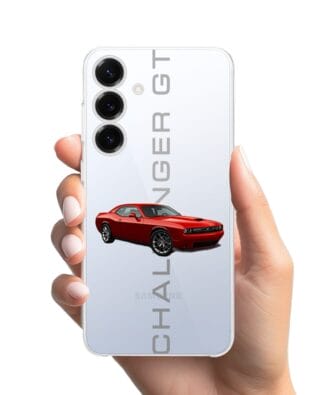 Etui do Samsung Galaxy S25 Plus przeźroczyste, silikonowe Flexi, Szybkie Auta, czerwony Challenger GT