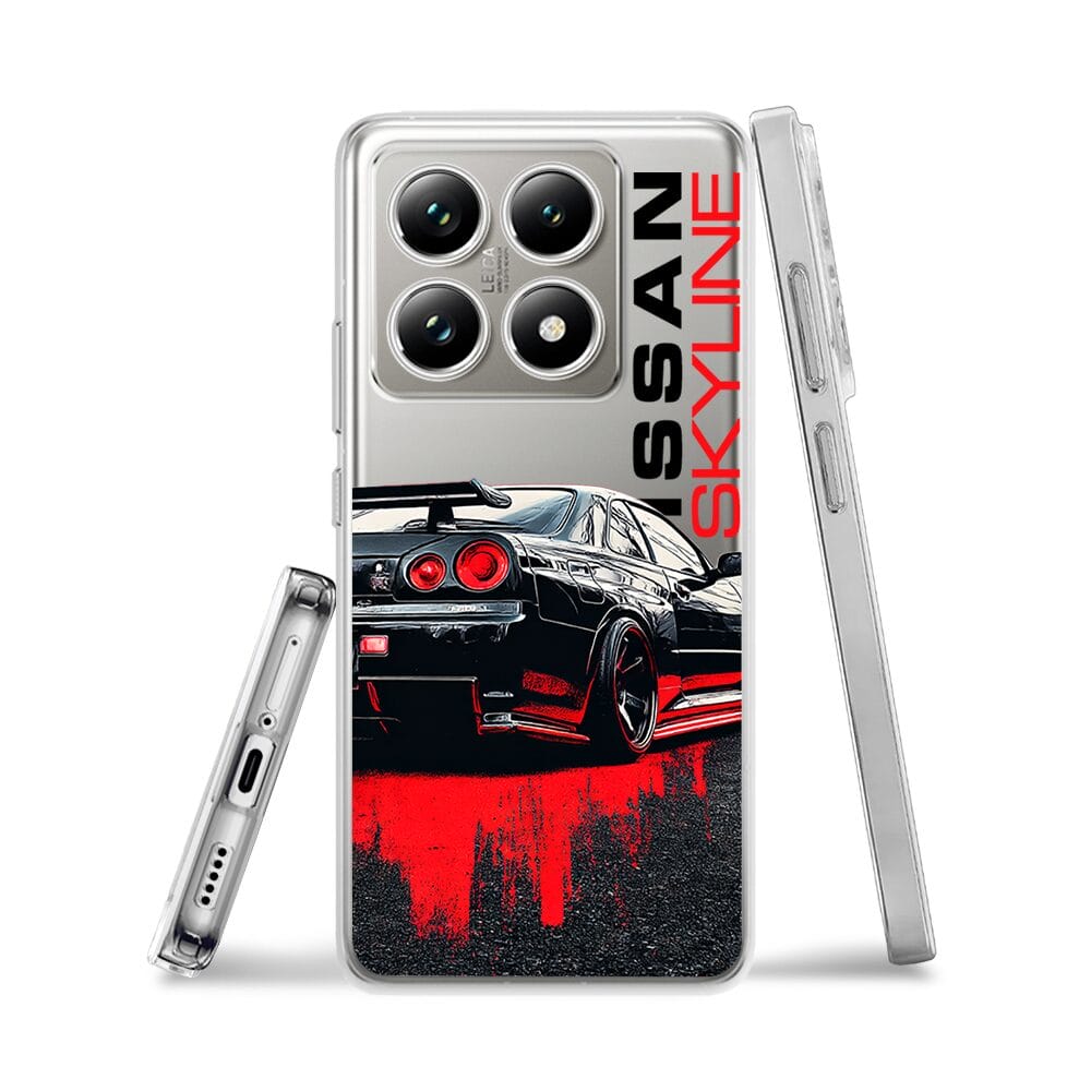 Etui do Xiaomi 14T przeźroczyste, silikonowe Flexi, Szybkie Auta, czarny Skyline - obrazek 3