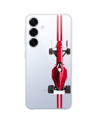 Etui do Samsung Galaxy S25 Plus przeźroczyste, silikonowe Flexi, Szybkie Auta, czerwone F1