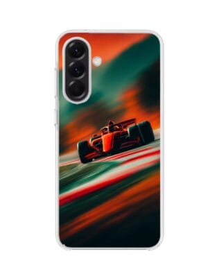 Etui do Samsung Galaxy A56 5G z MagSafe przeźroczyste, silikonowe Flexi, Szybkie Auta, Wyścig F1