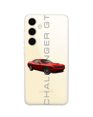 Etui do Samsung Galaxy S24 przeźroczyste, silikonowe Flexi, Szybkie Auta, czerwony Challenger GT