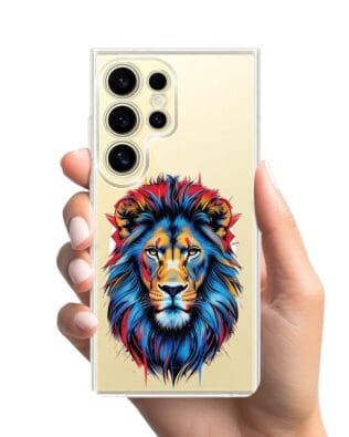 Etui do Samsung Galaxy S24 Ultra z MagSafe przeźroczyste, silikonowe Flexi, Dzika Mandala, Lew